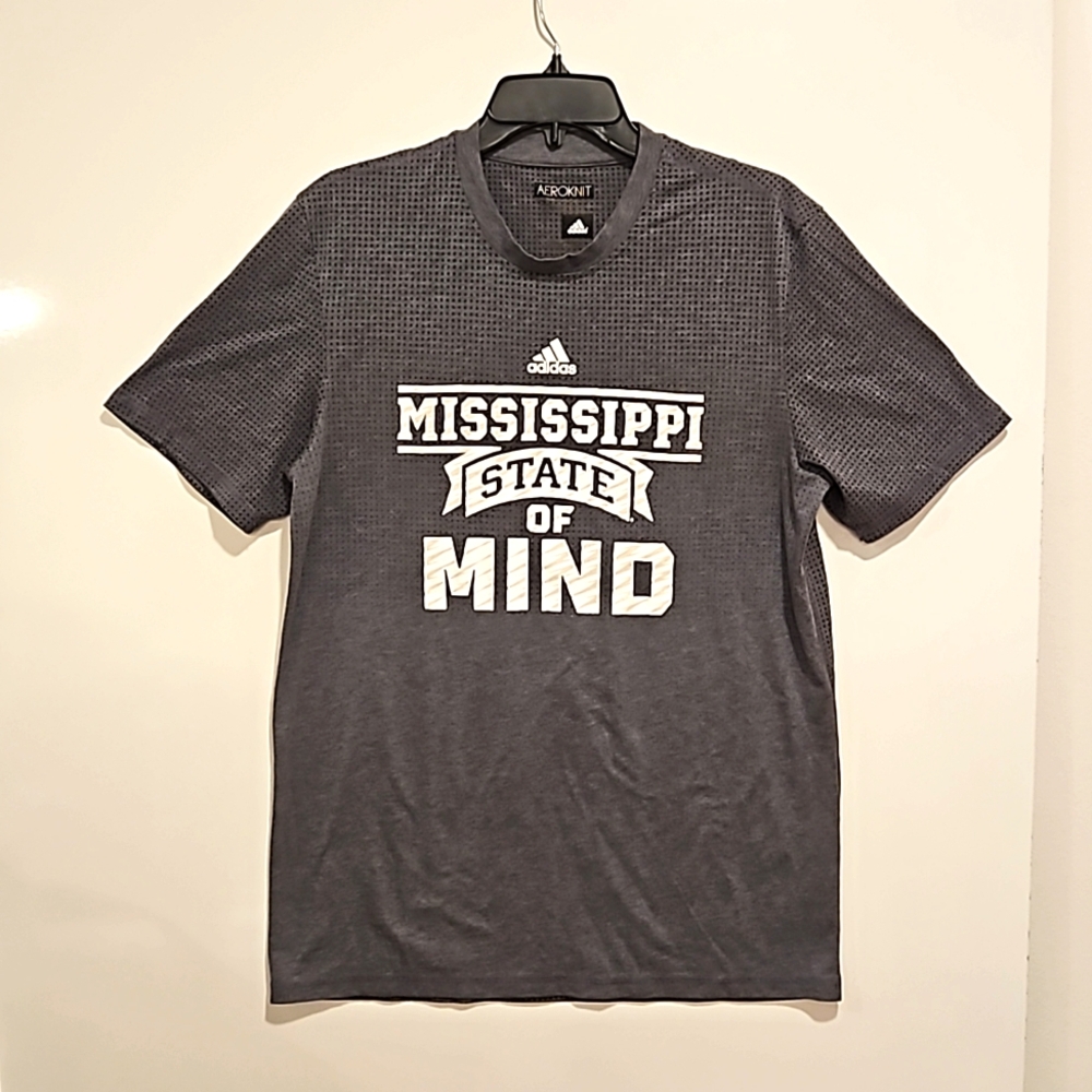 Adidas Mississippi State of Mind Aeroknit gray short sleeve graphic sport tee Lg